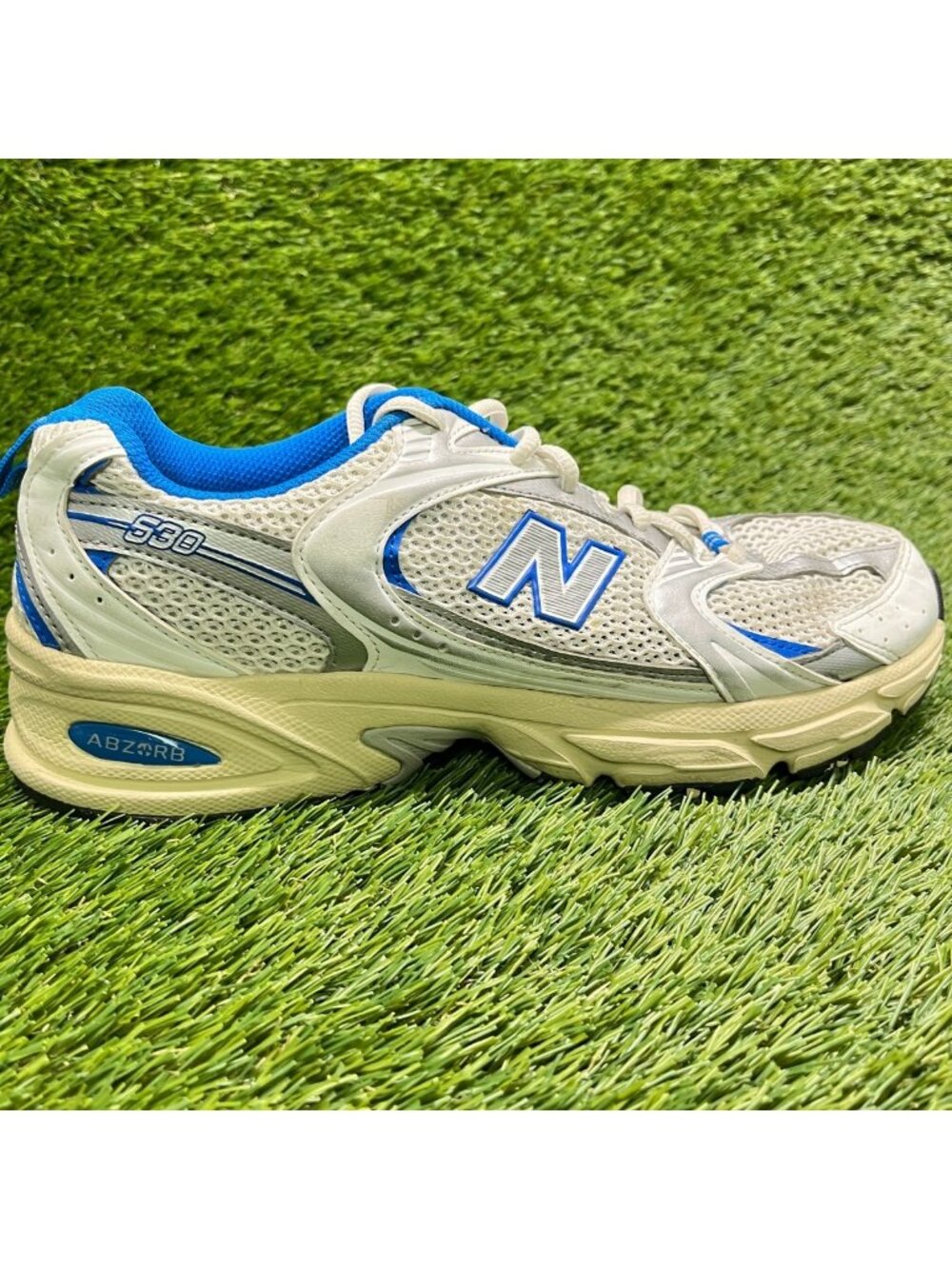 New Balance 530 Mens Size 8 White Blue Athletic Running Walking Shoes Sneakers